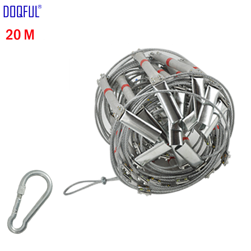 Fire Escape Ladder - 66FT Feuerleiter 20M Klappbare Stahldrahtseilleitern Aluminiumlegierung