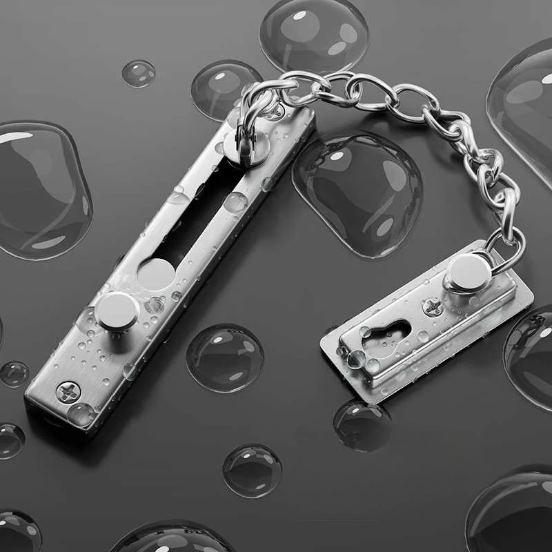 Security Chain Door - Bohrfreie Edelstahl-Sicherheitstürkette mit Druckknopf-Verriegelung, Diebstahlschutz-Türschloss für
