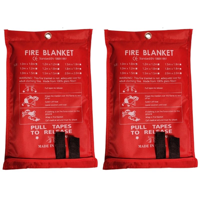 Fire Blanket Kitchen - Aktionsangebot: 2 Stück Notfall-Feuerlöschdecke, Feuerlöschdecke, Feuerunterdrückungsdecke