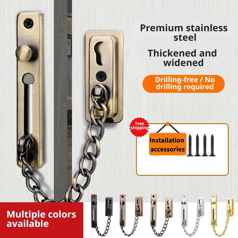Security Chain Door - Türkettenschloss aus Edelstahl, Sicherheitskette mit Feder,