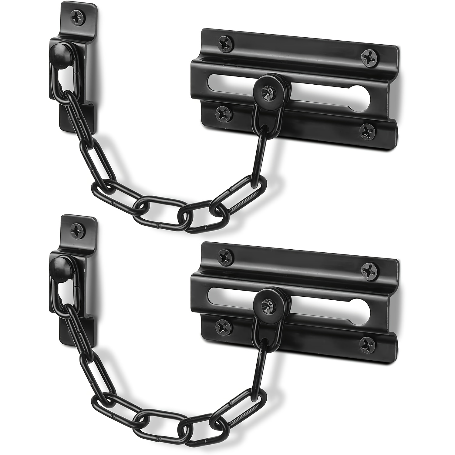 Security Chain Door - 2er-Pack Türkettenverschluss Schwarz, Sicherheits-Türkette für Innentüren,