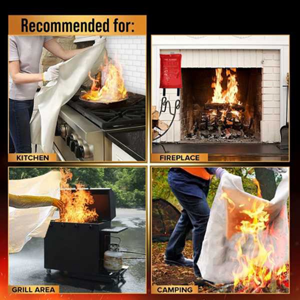 Fire Blanket Kitchen - AED2-Notfall-Feuerlöschdecke, Feuerlöschdecke, Feuerlöschdecke für Küche, Grill,