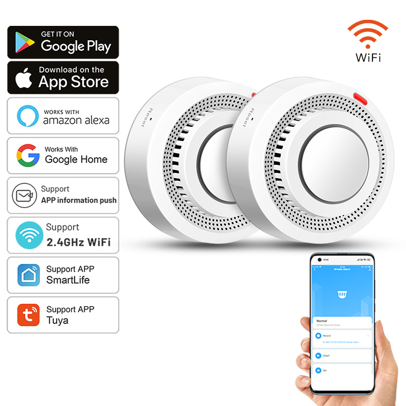 Smoke Detector Interconnected - 2er-Pack Tuya Smart WiFi Rauchmelder mit
