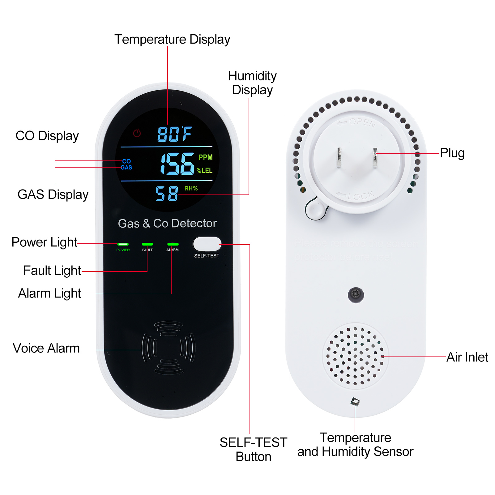 4-in-1-CO-Monitoralarm mit LCD – Co Detector Plug Bewertung und Preis